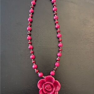 Elegant Pink Rose Necklace